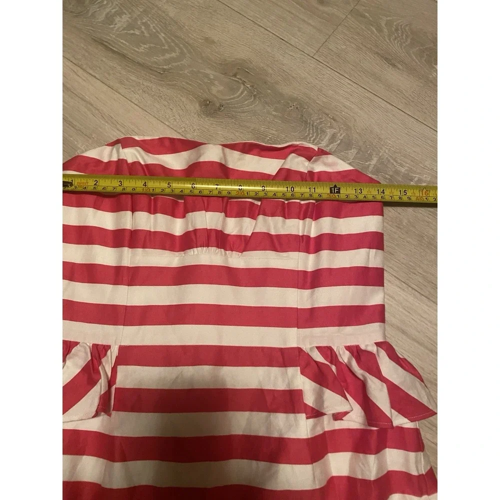 Lilly Pulitzer Maybell Dress Azalea Pink Stripe Size 2 Strapless Peplum Ruffle - Picture 12 of 14